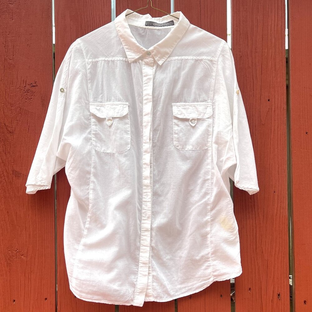 ZARA BACIK COTTON BUTTOM DOWN SHORT SLEEVERS SHIRT M
